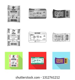 Isolated object of ticket and admission symbol. Collection of ticket and event stock vector illustration.