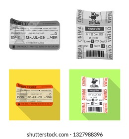 Isolated object of ticket and admission symbol. Set of ticket and event vector icon for stock.