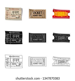 Isolated object of ticket and admission symbol. Collection of ticket and event stock vector illustration.