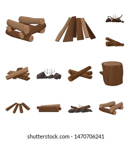 Isolated object of timber and nature symbol. Set of timber and construction vector icon for stock.