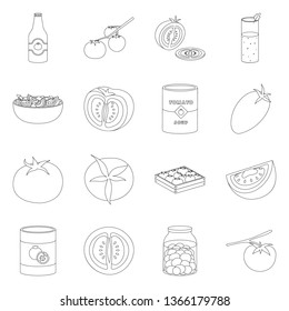 Isolated object of tomat and diet icon. Collection of tomat and agriculture stock vector illustration.