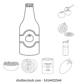 Objeto aislado de tomate y logo dietético. Colección de tomate y ícono de vector agrícola para la población.