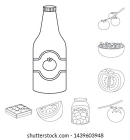 Isolated object of tomat and diet logo. Set of tomat and agriculture vector icon for stock.