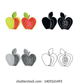Isolated object of tomato and apple logo. Set of tomato and fruit stock vector illustration.