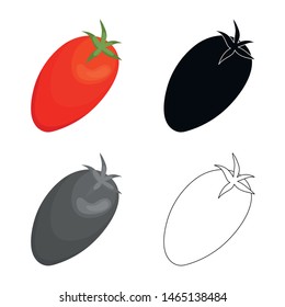 Isolated object of tomato and red icon. Set of tomato and eating vector icon for stock.