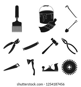 Isolated object of tool and construction icon. Set of tool and carpentry vector icon for stock.