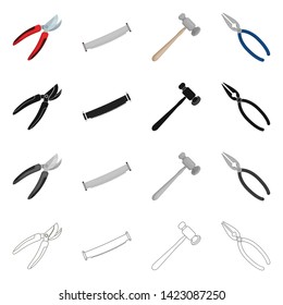 Isolated object of tool and construction icon. Collection of tool and carpentry stock symbol for web.