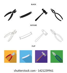 Isolated object of tool and construction logo. Collection of tool and carpentry vector icon for stock.