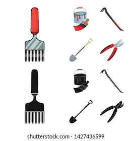 Isolated object of tool and construction logo. Set of tool and carpentry stock vector illustration.