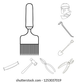 Isolated object of tool and construction sign. Set of tool and carpentry stock vector illustration.