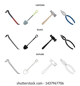 Isolated object of tool and construction sign. Collection of tool and carpentry stock vector illustration.