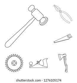 Isolated object of tool and construction symbol. Collection of tool and carpentry stock symbol for web.