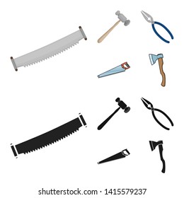 Isolated object of tool and construction symbol. Set of tool and carpentry stock vector illustration.