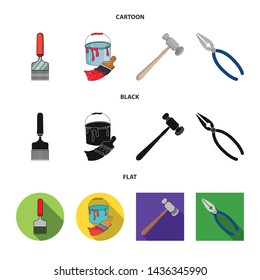 Isolated object of tool and construction symbol. Set of tool and carpentry stock vector illustration.