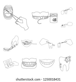 Isolated object of tooth and happy sign. Collection of tooth and whitening vector icon for stock.