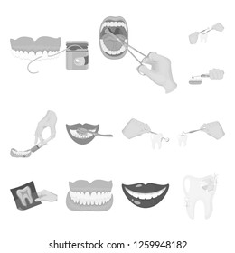 Isolated object of tooth and happy sign. Set of tooth and whitening stock vector illustration.
