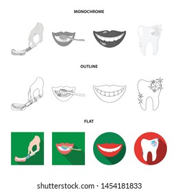 Isolated object of tooth and happy sign. Collection of tooth and whitening stock symbol for web.