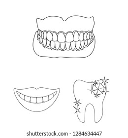 Isolated object of tooth and happy symbol. Collection of tooth and whitening vector icon for stock.