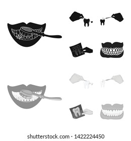 Isolated object of tooth and happy symbol. Set of tooth and whitening stock symbol for web.