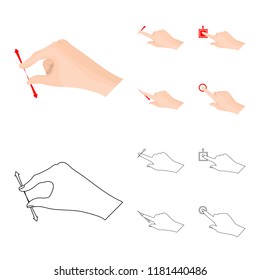 Isolated object of touchscreen and hand icon. Set of touchscreen and touch vector icon for stock.