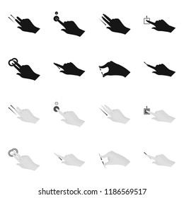 Isolated object of touchscreen and hand icon. Set of touchscreen and touch stock vector illustration.