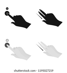 Isolated object of touchscreen and hand icon. Set of touchscreen and touch vector icon for stock.