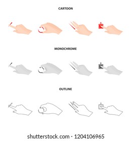 Isolated object of touchscreen and hand icon. Set of touchscreen and touch vector icon for stock.