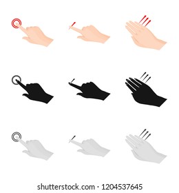 Isolated object of touchscreen and hand icon. Set of touchscreen and touch stock vector illustration.