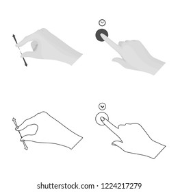 Isolated object of touchscreen and hand icon. Set of touchscreen and touch stock vector illustration.