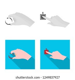 Isolated object of touchscreen and hand icon. Collection of touchscreen and touch stock symbol for web.