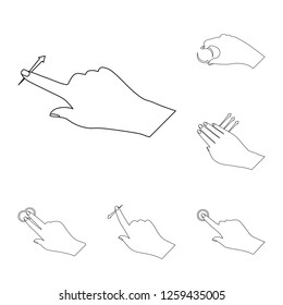 Isolated object of touchscreen and hand icon. Set of touchscreen and touch stock vector illustration.
