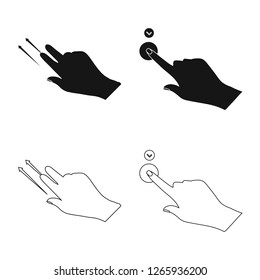 Isolated object of touchscreen and hand icon. Collection of touchscreen and touch stock symbol for web.