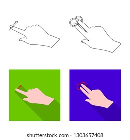 Isolated object of touchscreen and hand icon. Collection of touchscreen and touch vector icon for stock.