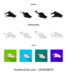 Isolated object of touchscreen and hand icon. Collection of touchscreen and touch stock symbol for web.