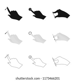 Isolated object of touchscreen and hand logo. Set of touchscreen and touch stock symbol for web.