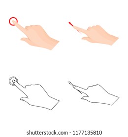 Isolated object of touchscreen and hand logo. Set of touchscreen and touch stock symbol for web.