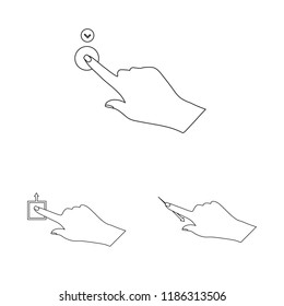 Isolated object of touchscreen and hand logo. Collection of touchscreen and touch stock symbol for web.