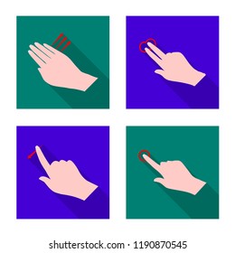 Isolated object of touchscreen and hand logo. Collection of touchscreen and touch stock symbol for web.