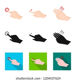 Isolated object of touchscreen and hand logo. Set of touchscreen and touch stock vector illustration.