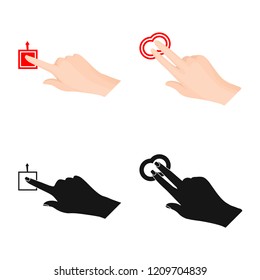 Isolated object of touchscreen and hand logo. Collection of touchscreen and touch stock symbol for web.