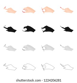 Isolated object of touchscreen and hand logo. Set of touchscreen and touch vector icon for stock.