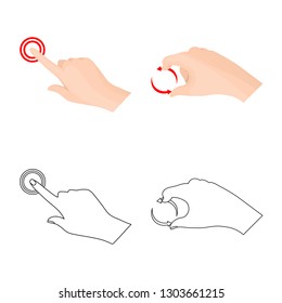 Isolated object of touchscreen and hand logo. Set of touchscreen and touch stock vector illustration.