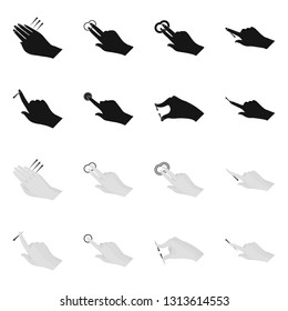 Isolated object of touchscreen and hand logo. Set of touchscreen and touch vector icon for stock.