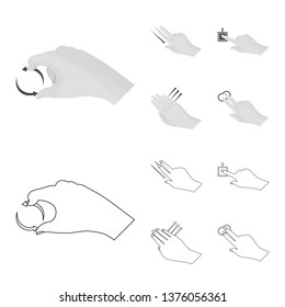Isolated object of touchscreen and hand logo. Collection of touchscreen and touch stock symbol for web.