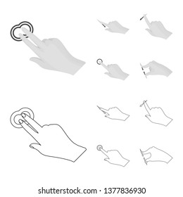 Isolated object of touchscreen and hand logo. Set of touchscreen and touch stock vector illustration.