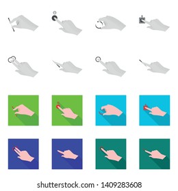 Isolated object of touchscreen and hand logo. Set of touchscreen and touch vector icon for stock.