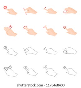 Isolated object of touchscreen and hand sign. Collection of touchscreen and touch stock vector illustration.