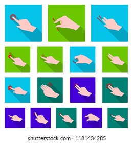 Isolated object of touchscreen and hand sign. Collection of touchscreen and touch stock symbol for web.