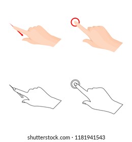 Isolated object of touchscreen and hand sign. Collection of touchscreen and touch stock vector illustration.