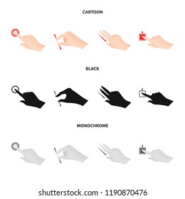 Isolated object of touchscreen and hand sign. Set of touchscreen and touch vector icon for stock.
